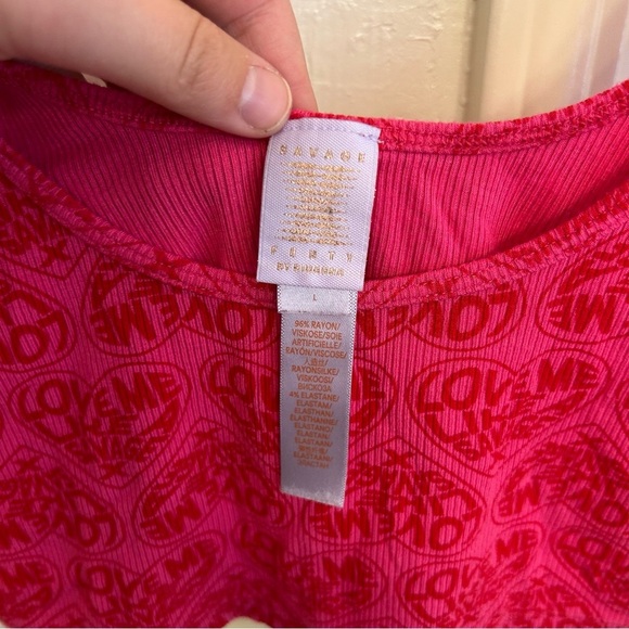 Savage X Fenty Rib Sleep Crop Top Millennial Pink Flirt Alert Size Large Cozy - Picture 5 of 8